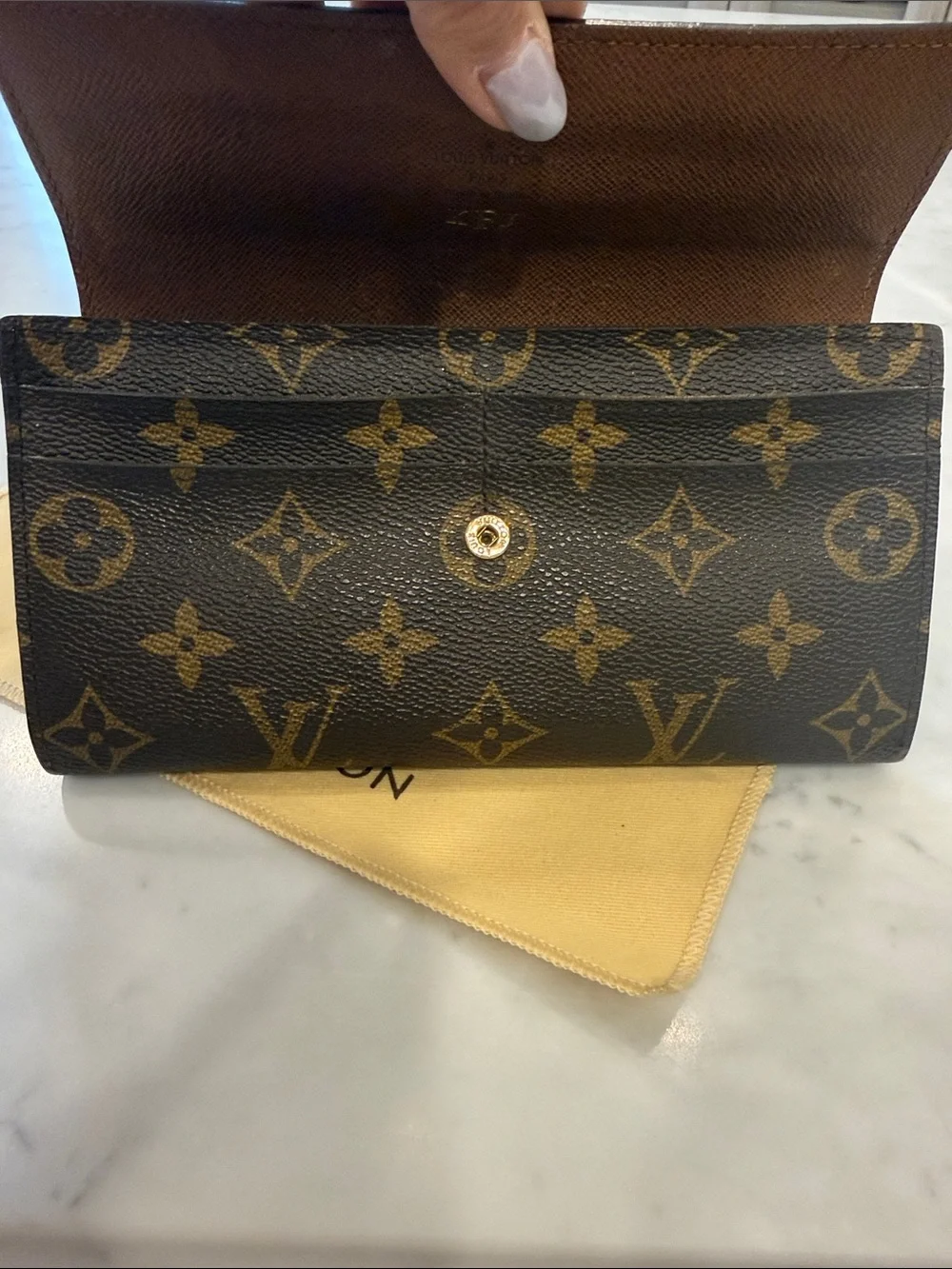 Louis Vuitton Monogram Canvas Continental Wallet in Brown with Gold Hardware